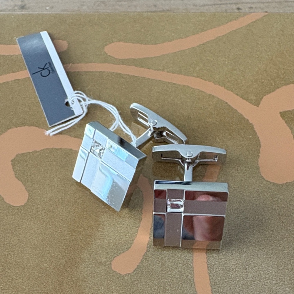 Calvin Klein Geometric Silver Cufflinks